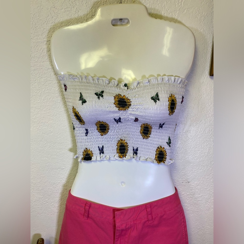 Y2K Vintage Hot Pink Dickies Capris + Butterfly Tube Top Outfit XS/S 3 Juniors - Picture 3 of 16
